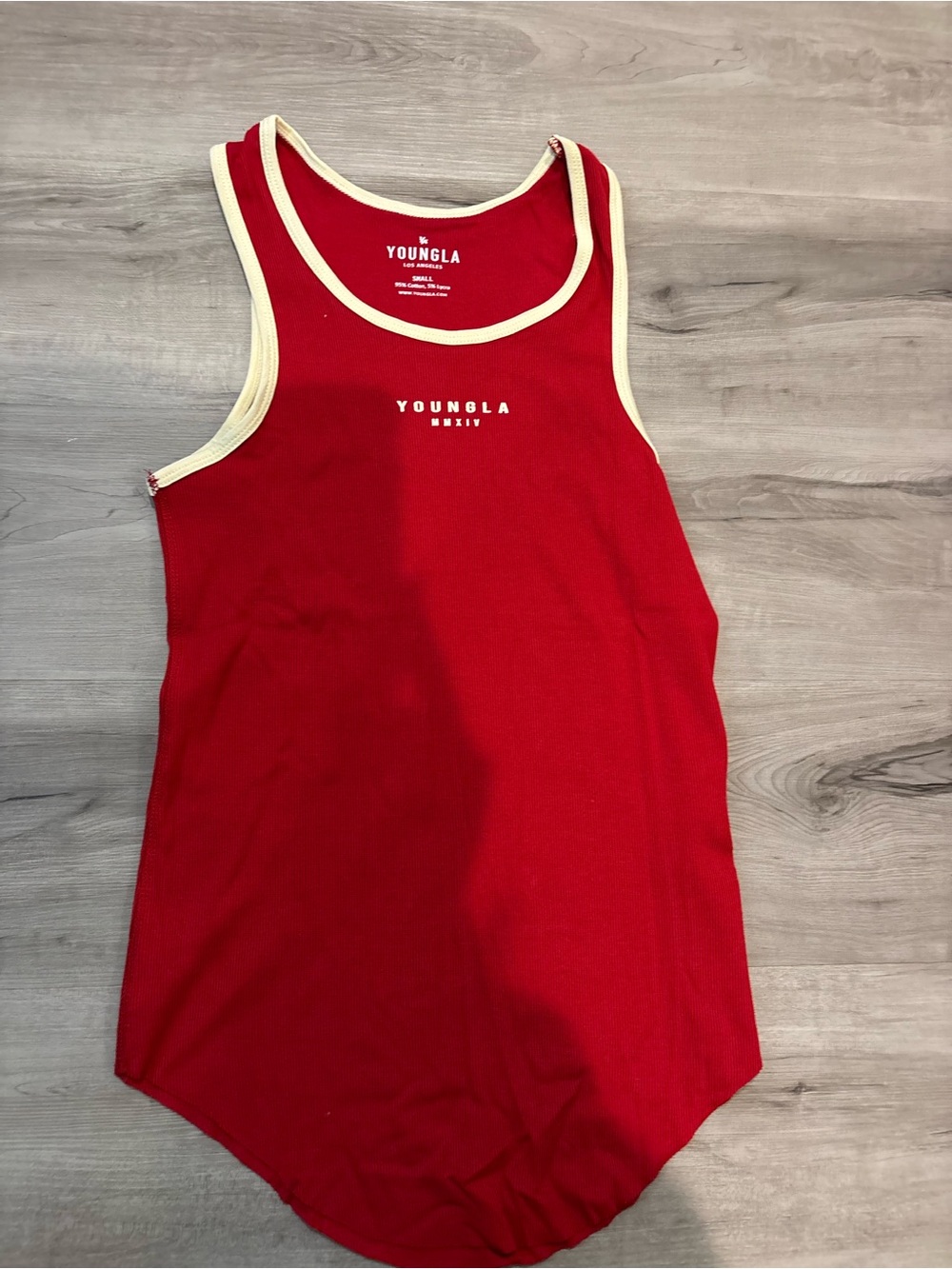YoungLA Red Tank with Cream Trim Accent